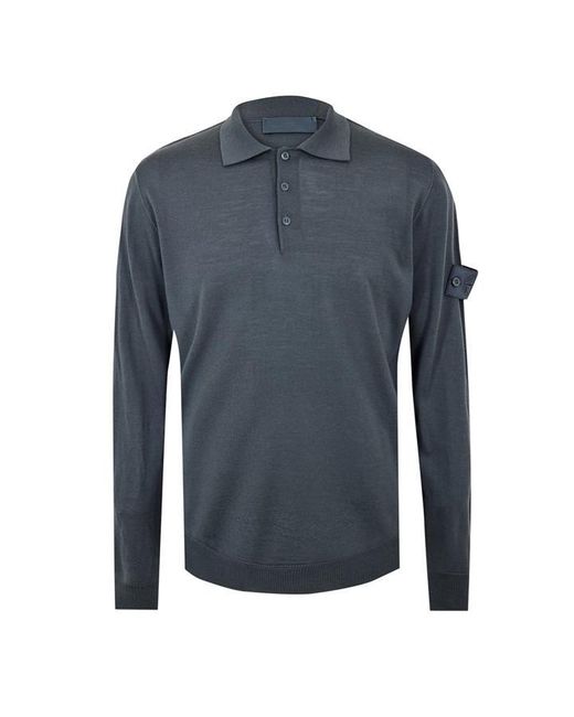 Stone Island Ghost Blue Ghost Long Sleeve Polo Shirt for men