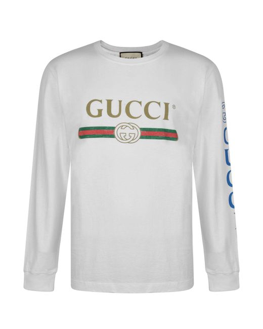Lyst - Gucci Fake Logo Long Sleeved T Shirt in White for Men - Save 29. ...