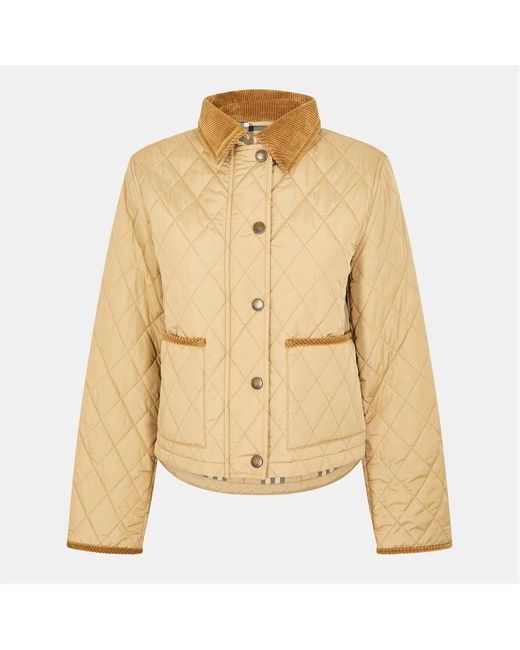 Burberry Natural Oldham Diamond Quilted Insulated Quilted Jacket