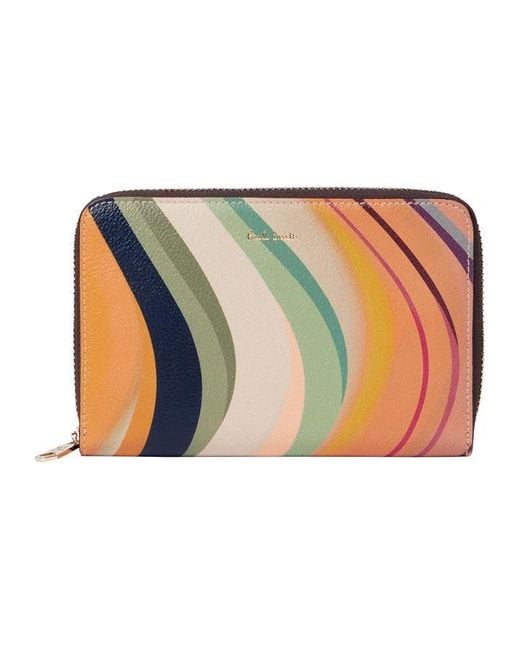 Paul Smith White Medium 'Dusky Swirl' Leather Zip-Around Purse