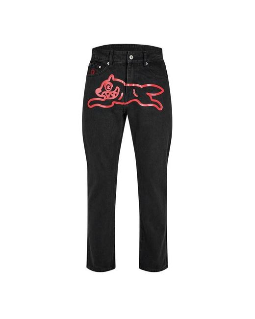 ICECREAM Black Running Dog Denim Jeans for men