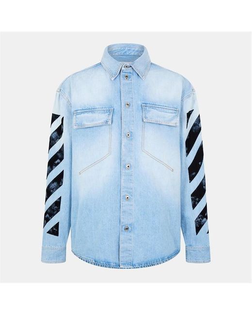 Off-White c/o Virgil Abloh Blue Long Sleeve Denim Shirt for men