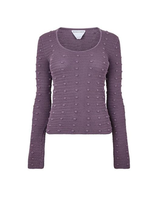 Bottega Veneta Purple Textured Knit Crew Sweatshirt
