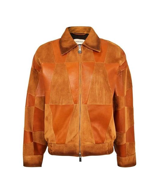 Versace Orange Diamond Leather Jacket