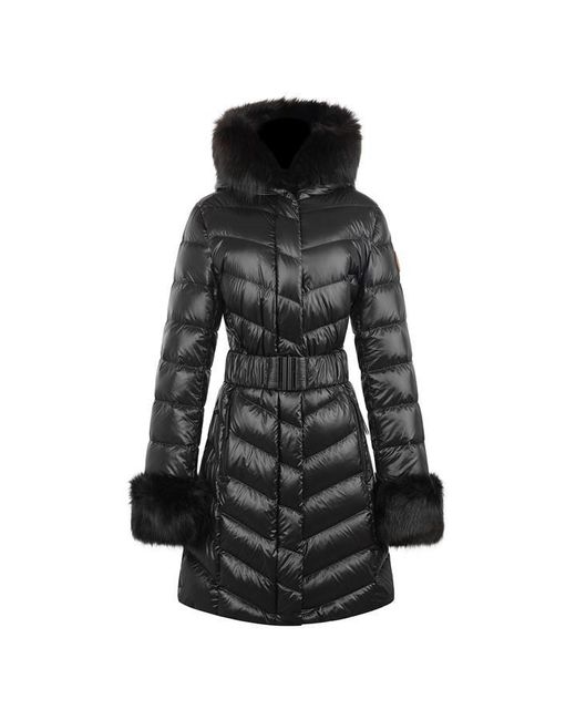 ARCTIC ARMY Black Faux Fur Long Sleeve Long Puffer Jacket