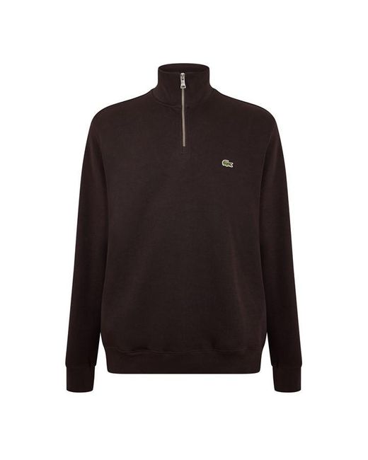 Lacoste Black Quarter-Zip Fleece Top for men