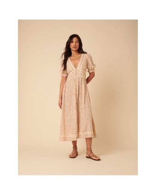 Nobody's Child Natural Saffy Ditsy Milkmaid Dress