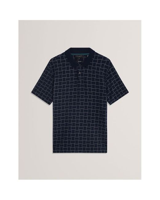 Ted Baker Blue Jacquard Short-Sleeve Polo Shirt
