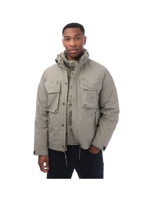 C P Company Gray Gore-Tex Infinium 3L Hooded Jacket for men