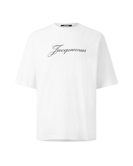 Jacquemus White Jacq Script Tee Sn64 for men
