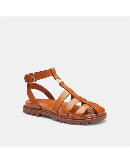 COACH Brown Leah Fisherman Sandals