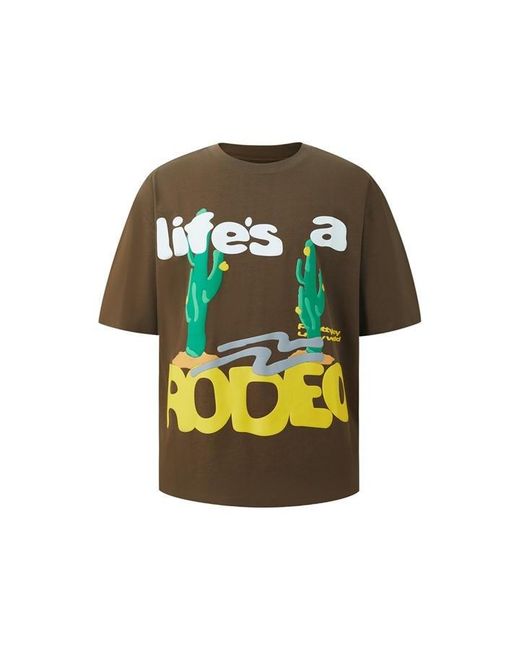 PRETTY BOY UGLY WORLD Brown Short Sleeve Crew Neck Oversized Fit T-Shirt for men