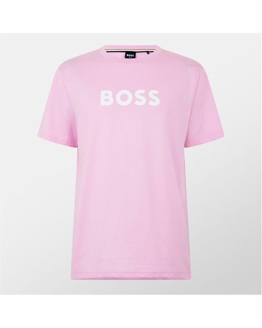 Boss Pink Logo Print T-shirt for men