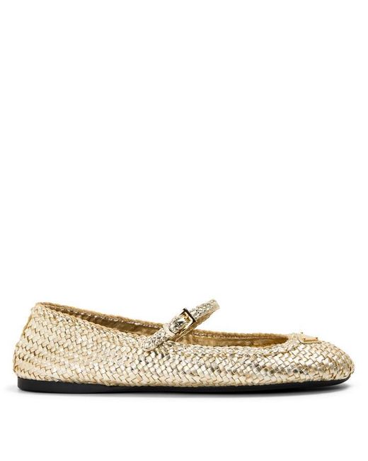 Prada Natural Woven Ballet Pumps