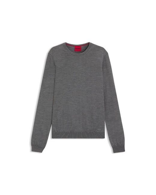 HUGO Gray San Cedric-M1 Crewneck Sweater for men