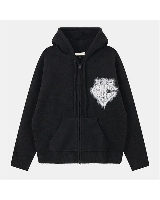 The Couture Club Black Fluffy Knit Zip Hoodie