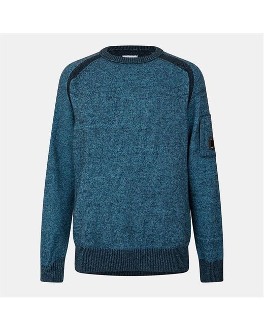 C P Company Blue Lens Crew Knitted Turtle Neck Jumper for men