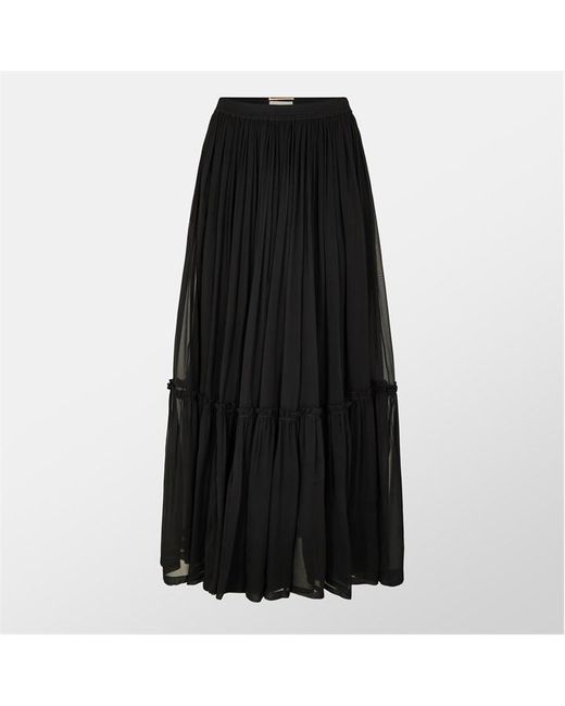 Saint Laurent Black Tulle A-Line Maxi Skirt