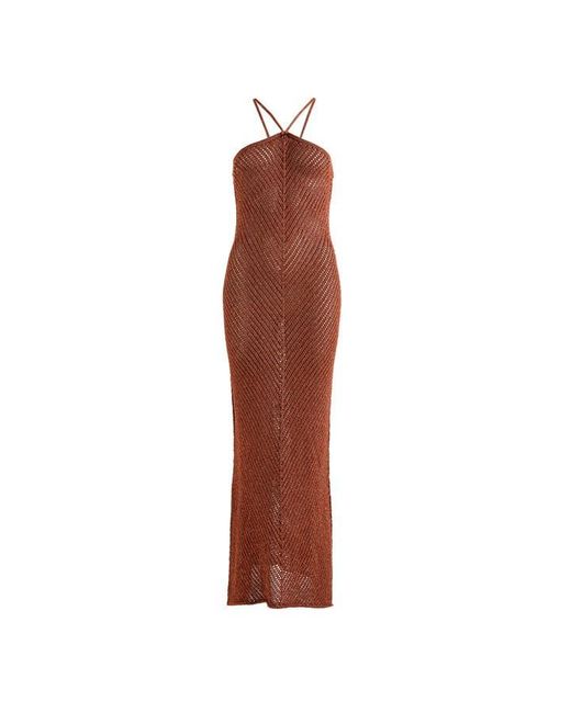 NIMA LIMINAL KNITTING Brown Long Maxi Dress