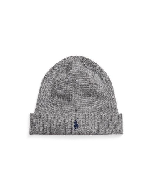 Polo Ralph Lauren Gray Pony Wool Beanie for men