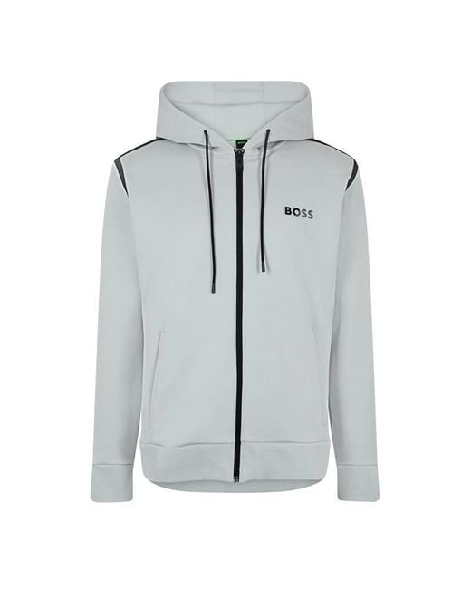 Boss Gray Saggy Tape X Zip-Up Hoodie for men
