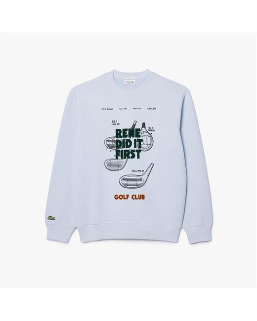 Lacoste Blue Relaxed Fit Piqué Motif Sweatshirt for men
