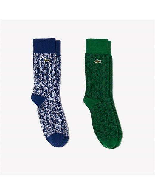 Lacoste Green Jacquard Socks With Monogram for men