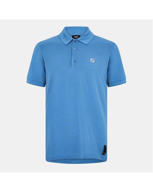 Fendi Blue Short Sleeve Polo Shirt for men