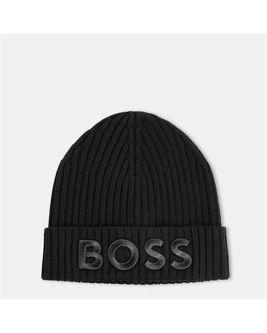 Boss Black Lara Logo Ribbed Knit Beanie