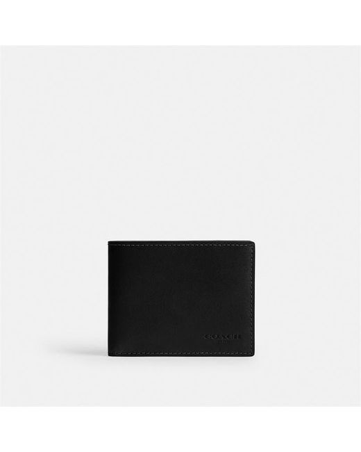 COACH Black Leather Billfold Wallet for men