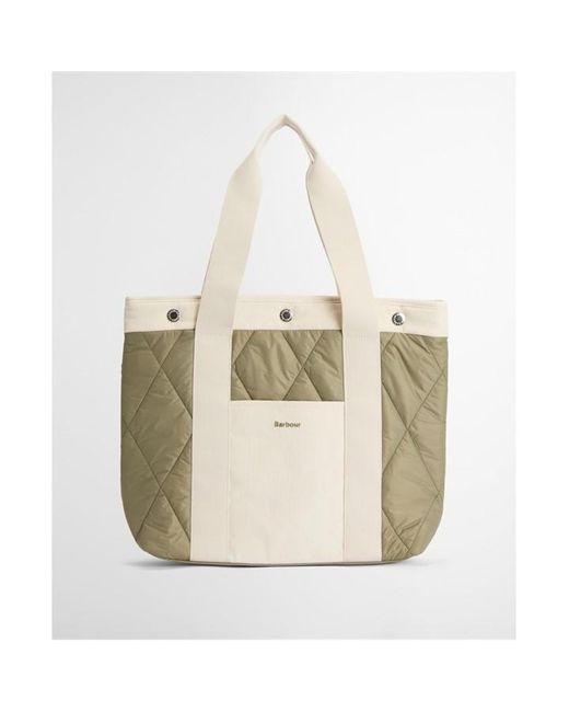 Barbour Green Healy Quilted Tote Bag