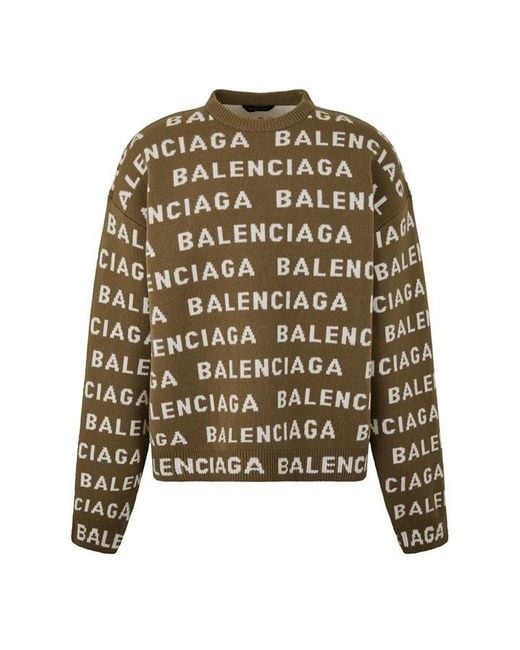 Balenciaga Green All-over Logo Sweater for men