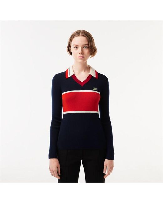 Lacoste Red Long-Sleeve Contrast T-Shirt