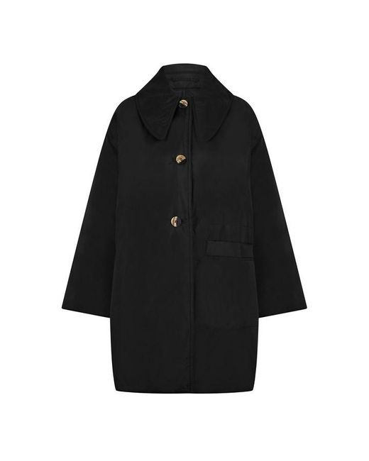 Ganni Black Ripstop Quilt Reversible Coat