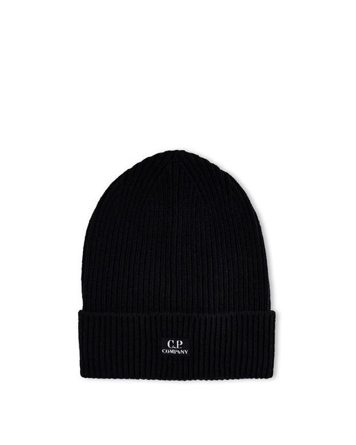 C P Company Black Cp Lambswool Beanie Sn99 for men