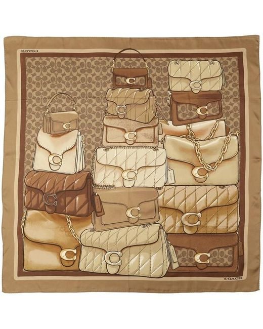 COACH Metallic Stacked Tabby Printed Silk Square
