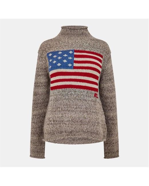 Polo Ralph Lauren Gray Flag Knitted Crew Neck Jumper
