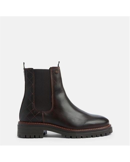 Barbour Brown Quilted Leather Chelsea Boots