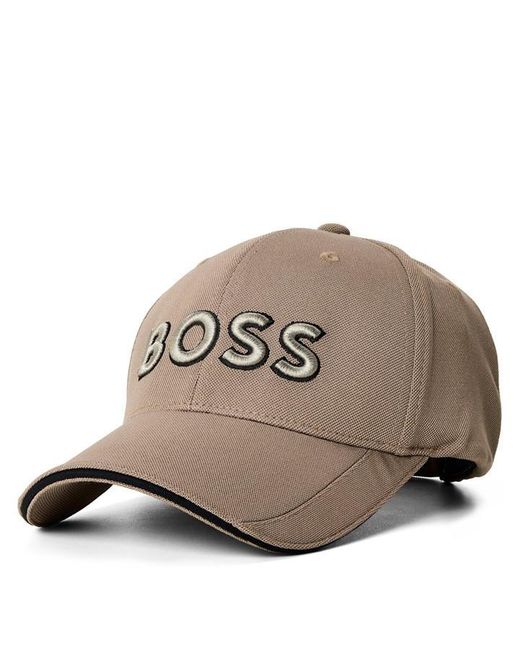 Boss Gray Embroidered Logo Baseball Cap With Contrast Trim for men