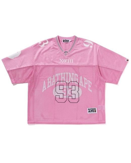 A Bathing Ape Pink Bape Footbll Jersey for men
