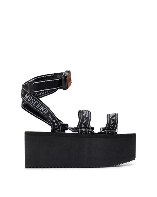 Moschino Black Flatform Sandals
