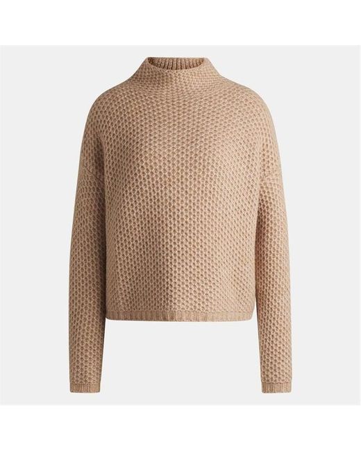 HUGO Natural Safineynny Fitted Crew-Neck Knitted Top