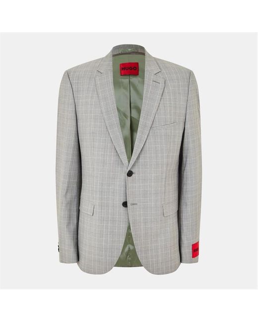 HUGO Gray Structured Shoulder Professional Suit for men
