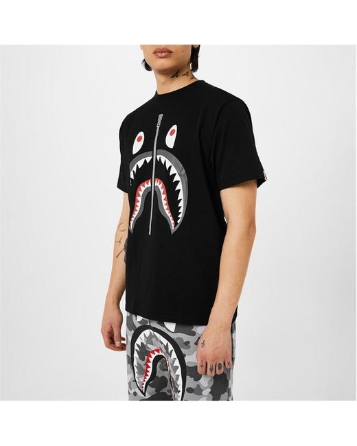A Bathing Ape Black Zip Shark T-shirt for men