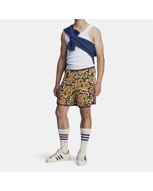 Adidas Originals Blue By Wales Bonner Knit Floral Shorts for men