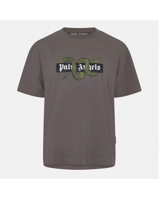 Palm Angels Gray Snake Logo Oversized T-Shirt for men