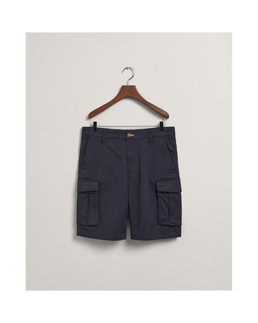 Gant Blue Relaxed Fit Twill Cargo Shorts for men