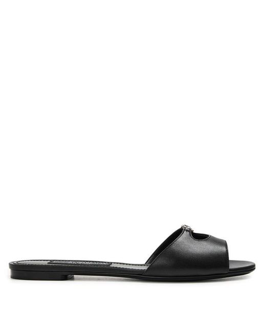 Dolce & Gabbana Black Mule Flat Sandals