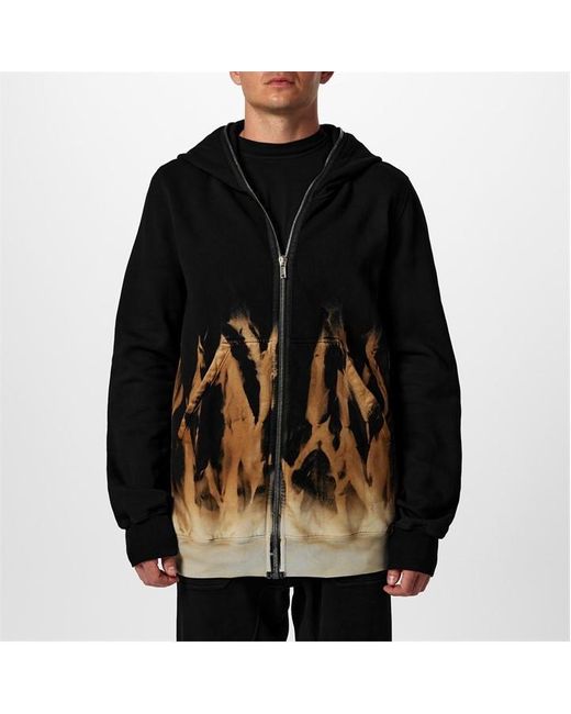 Rick Owens Black Oversized Distressed Hooded Shirt for men