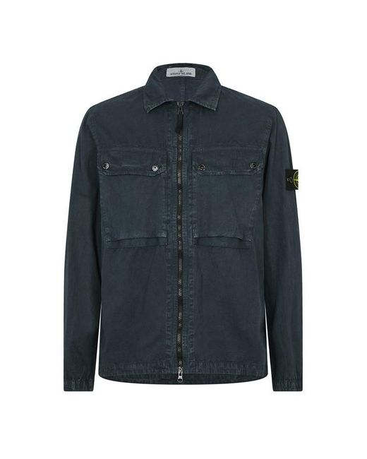 Stone Island Blue Brushed Organic Cotton Garment Dyed Old Effect for men